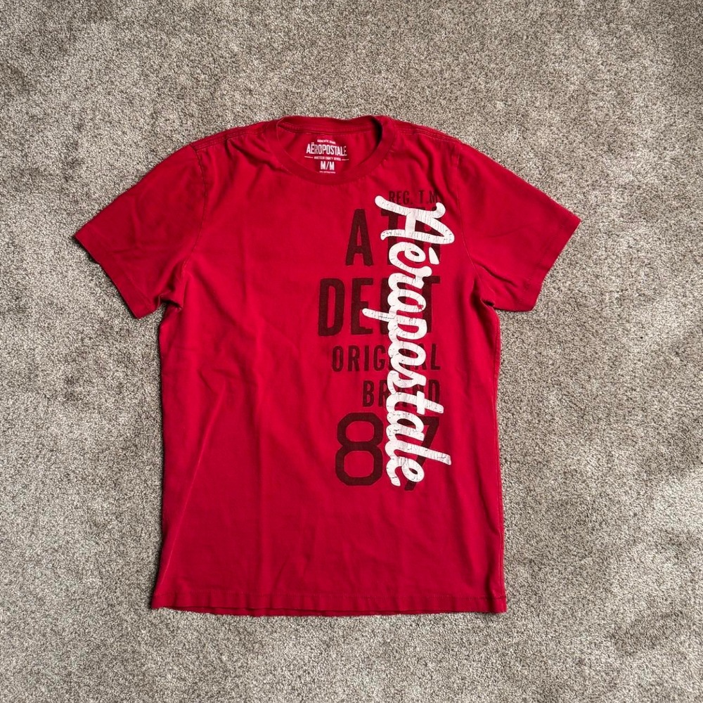 RED AEROPOSTALE "1987" SINGLE STITCH GRAPHIC TEE